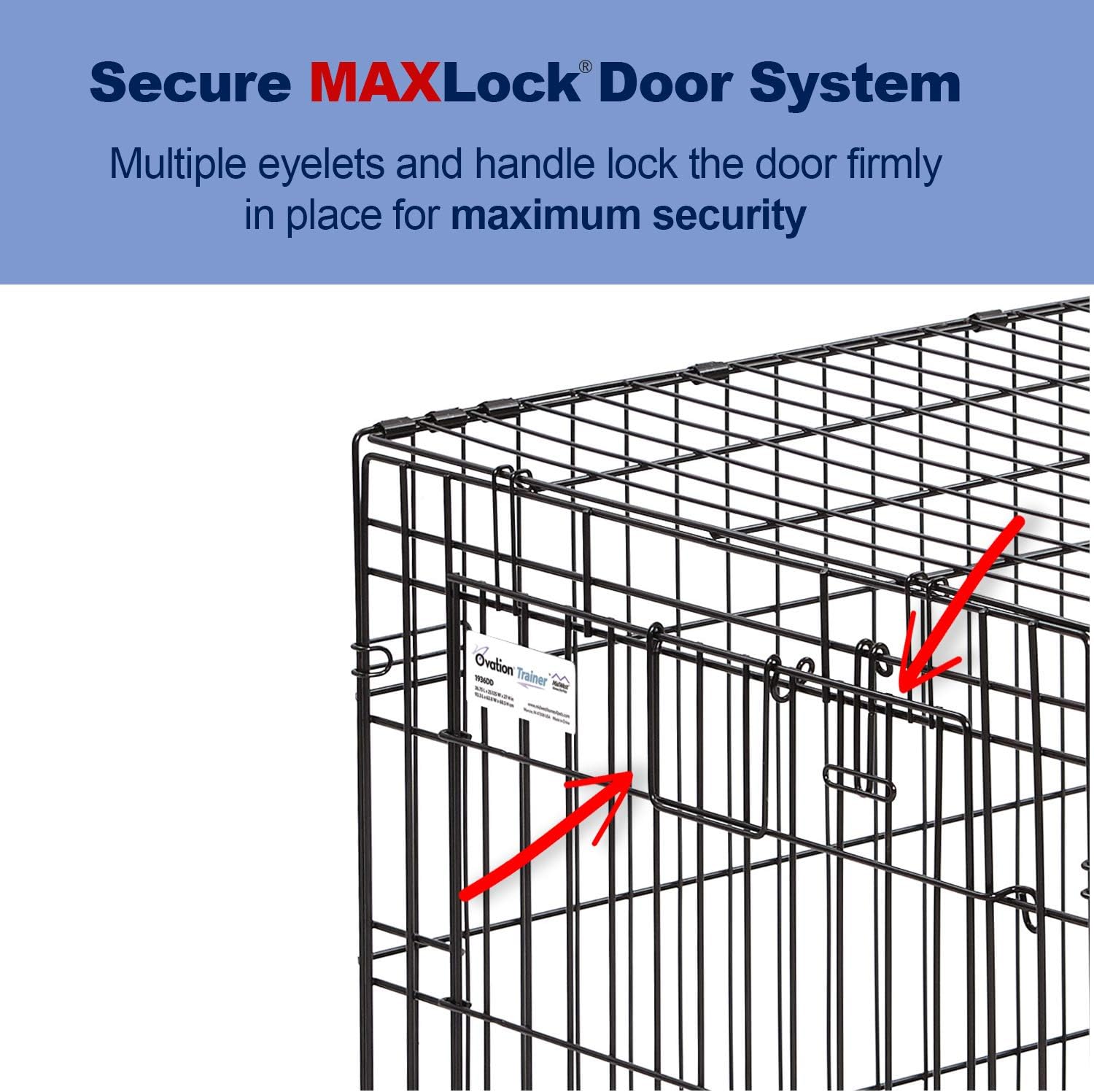 MidWest Homes for Pets Medium Ovation Double Door 30-inch Folding Metal Dog Crate, Front and Up & Away Side Doors, Space-Saving Design