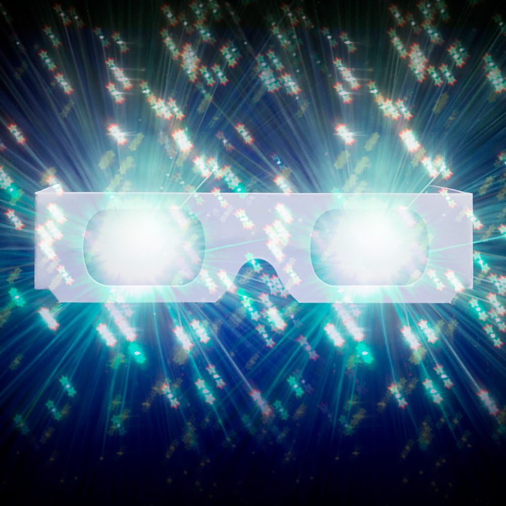 GloFX Paper Cardboard Diffraction Glasses - Great for Christmas Lights, Parties, Raves, Festivals, Light Shows, & Fireworks