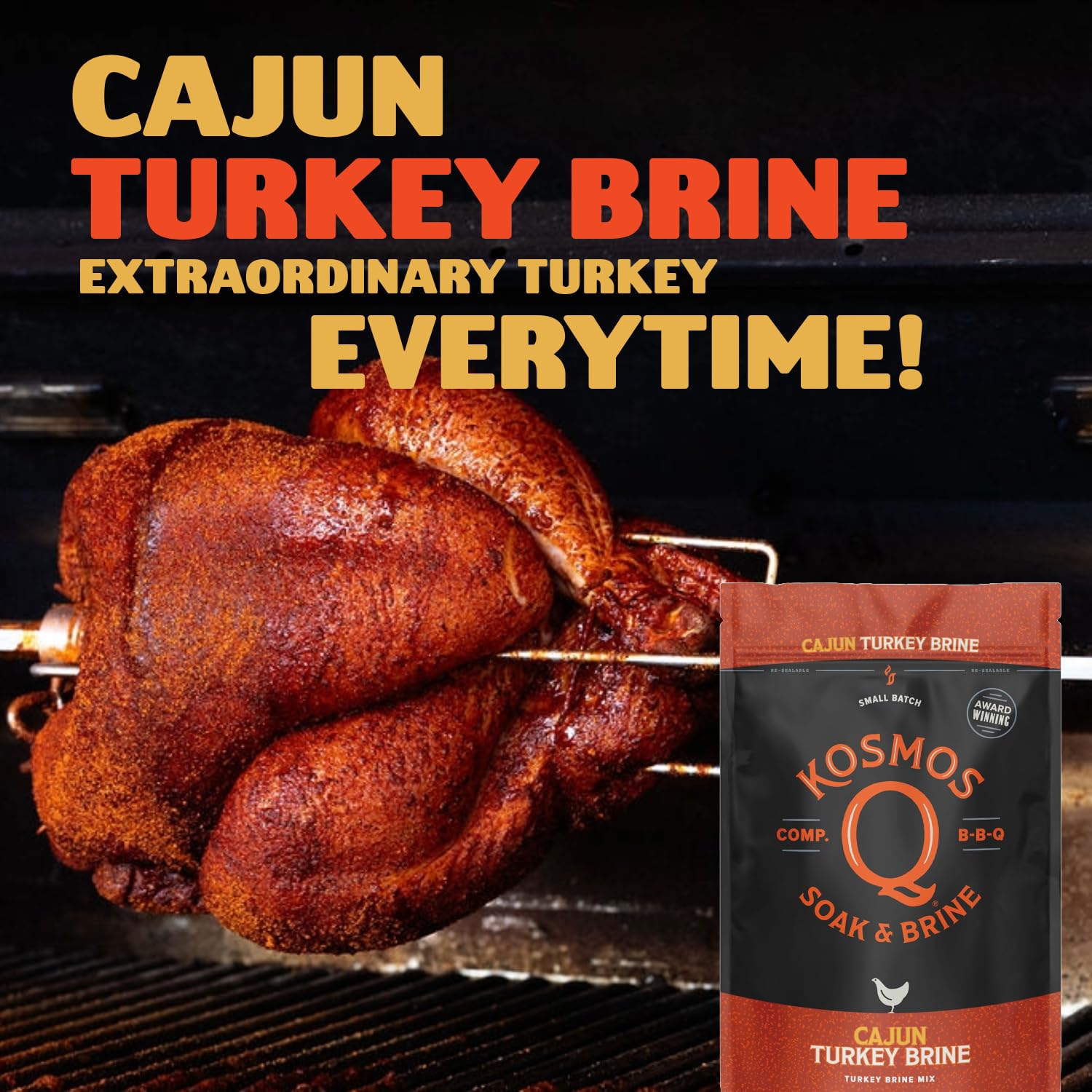 Kosmos Q Chicken Brine Soak, Brown Sugar & Worcestershire Spice Mix For Whole Bird, Breasts, Tenderloins, Grilling, Roasting, Smoking, Locks In Moisture, Savory Flavor, Easy Mix Directions, 16 Oz Bag