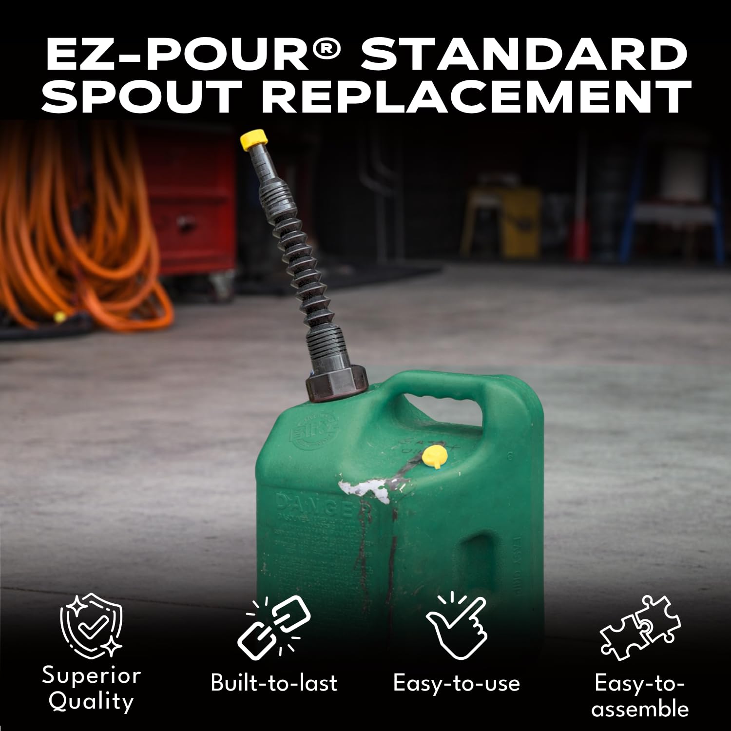 Gas Spout - Replacement Spout and Cap for Pre 2009 Gas Cans and Water Jugs (White Set or Black Set) | Flexible Spout with Cap Fits Pre-2009 Utility