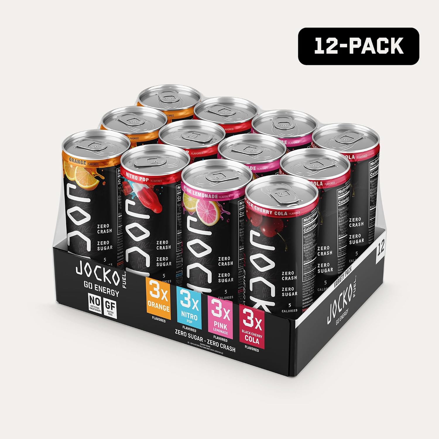 Jocko Fuel GO Energy Drinks, Sour Apple, 12 oz | 12 Pack
