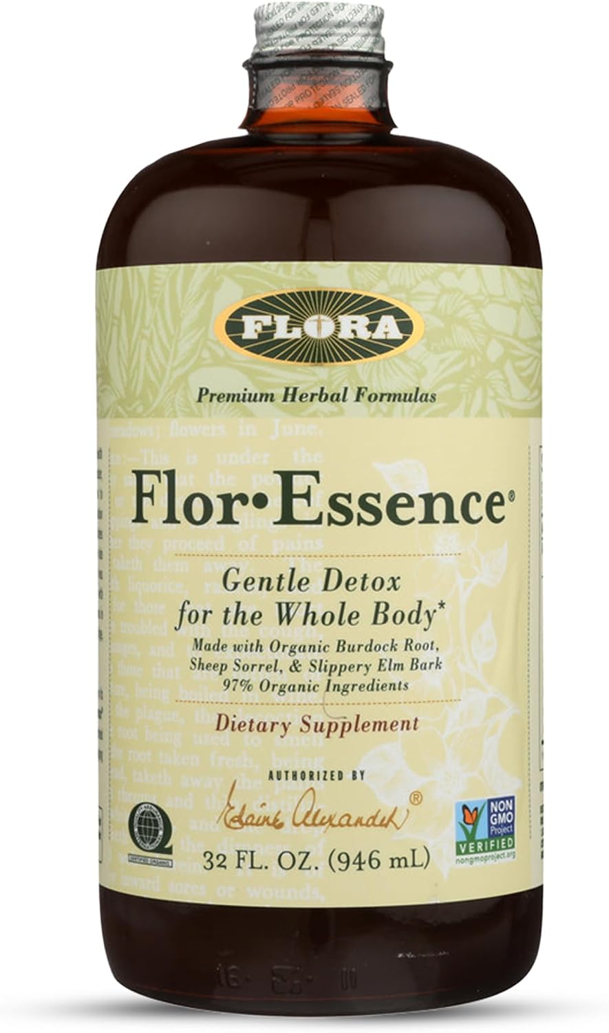 Flora - Flor-Essence - Gentle Detox Tea for a Full-Body Cleanse - Contains Organic Slippery Elm Bark, Rhubarb, Burdock Root & More - Vegan, Non-GMO & Gluten-Free - 17 fl. oz.