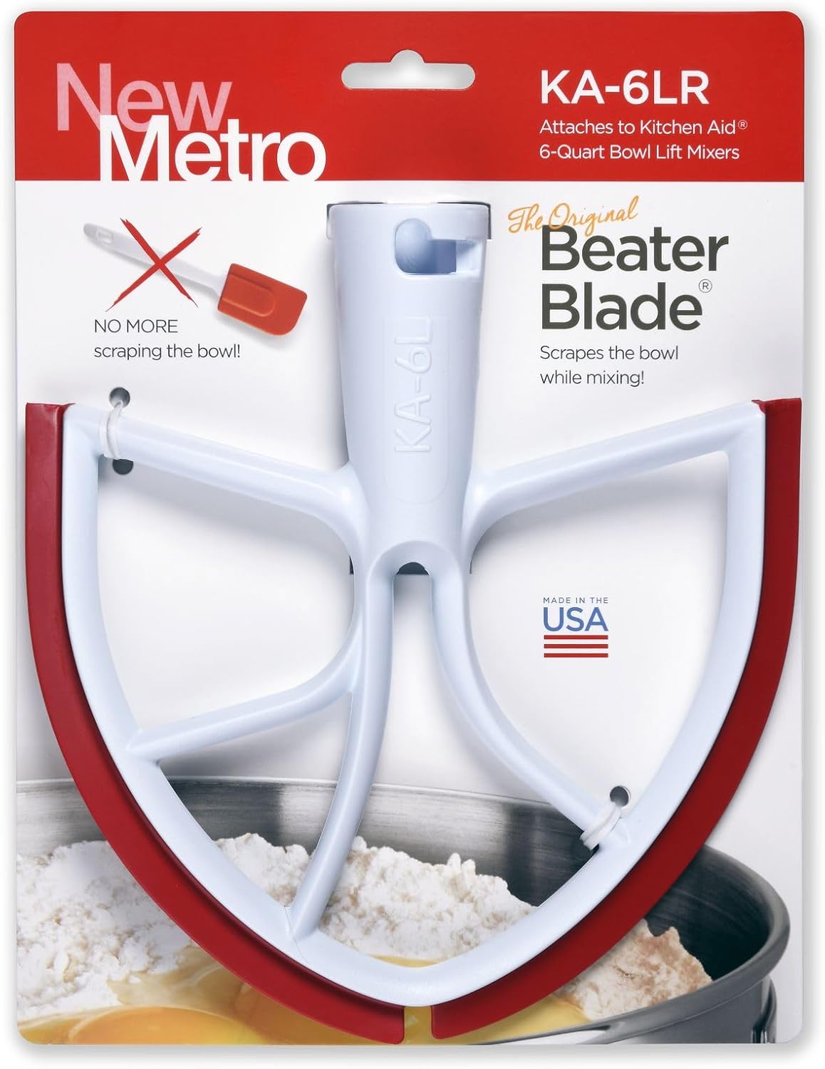 New Metro KA-6LR Original Beater Blade Works w/ Most KitchenAid 6 or 7 Qt Bowl-Lift Stand Mixers, Red