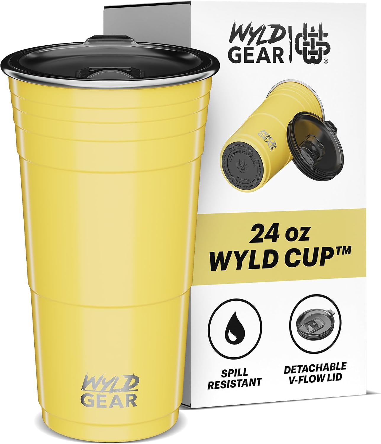 Wyld Gear Party Cup 24oz Red Stainless Steel Reusable Metal Cup with Lid