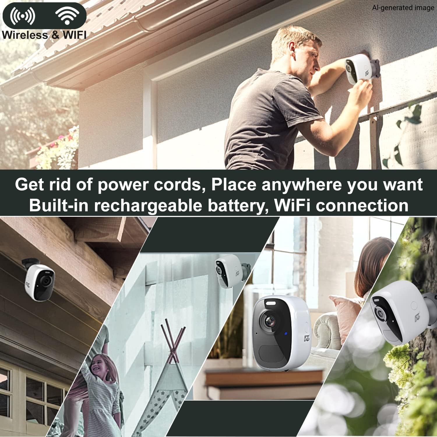 DCT Magnetic Security Camera Outdoor: See Who at Door in 2K - 10s No-Drill