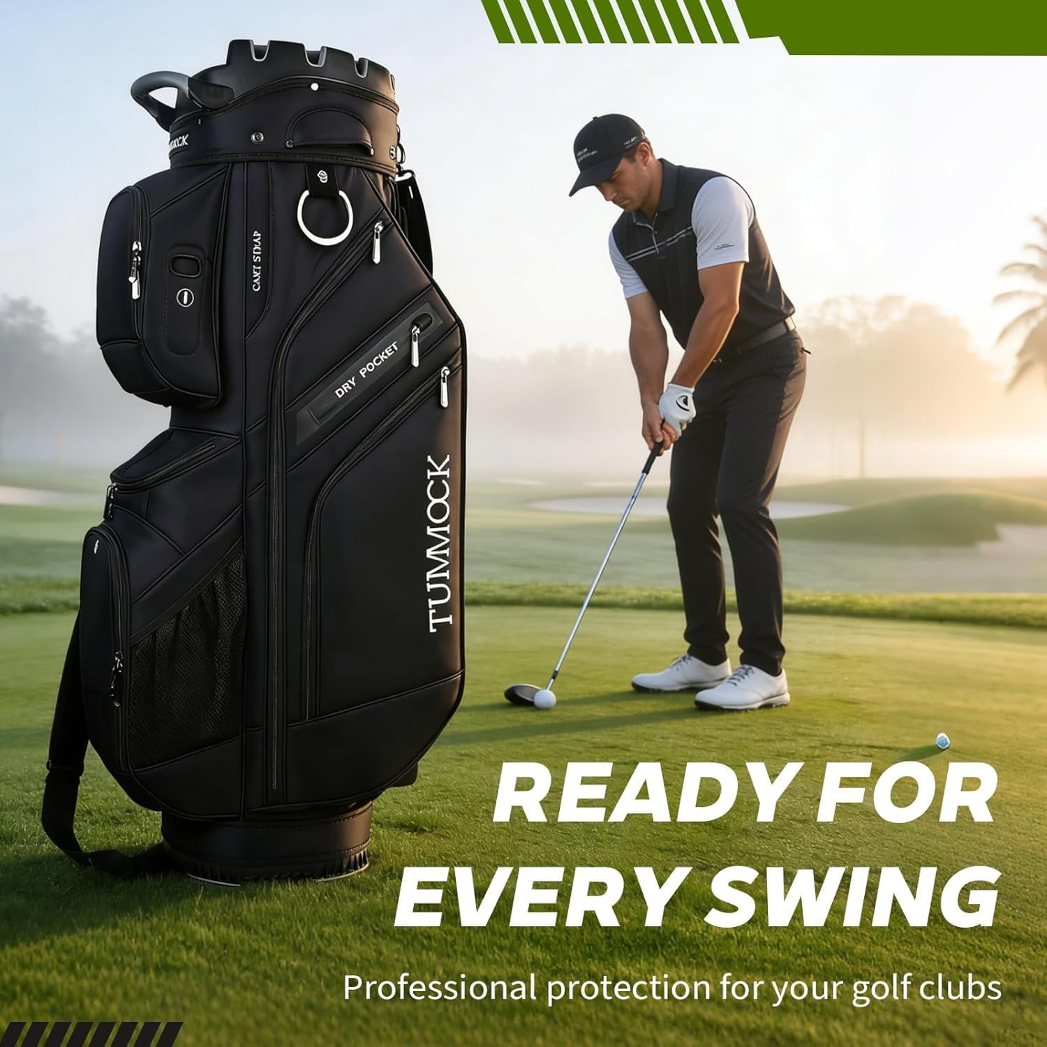 Golf Cart Bag, 14-Way Top Divider with Multiple Storage Pockets, Lightweight & Durable Golf Bag for Men, Cart-Friendly Design