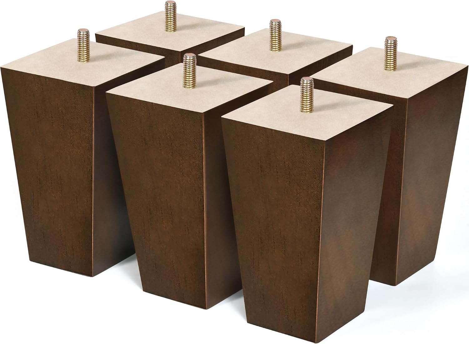 Sofa Legs Square Bed Feet 2 inch Wood Replacement Leg for Furniture Set of 4, Dark Brown