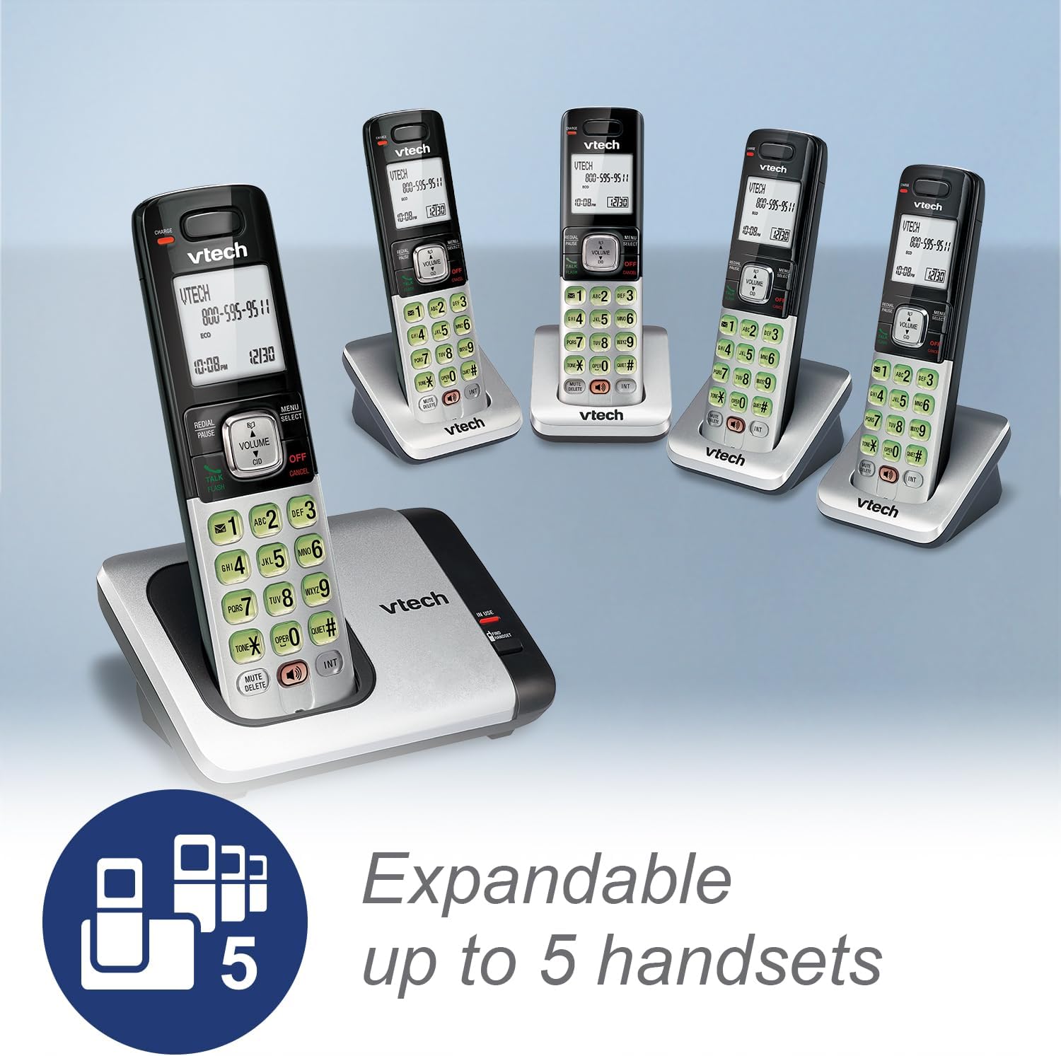 VTech CS6719-2 2-Handset Cordless Phone with Caller ID/Call Waiting, Handset Intercom & Backlit Display/Keypad, Silver
