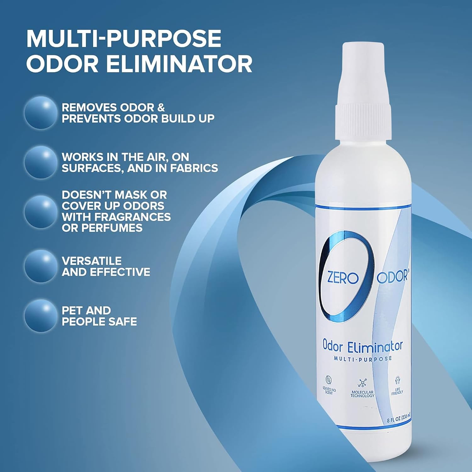 Zero Odor - Multi-Purpose Strong Odor Eliminator for Home, Office, Car, Bathroom, Hotel, Room Deodorizer, and Odor Neutralizer, 16oz