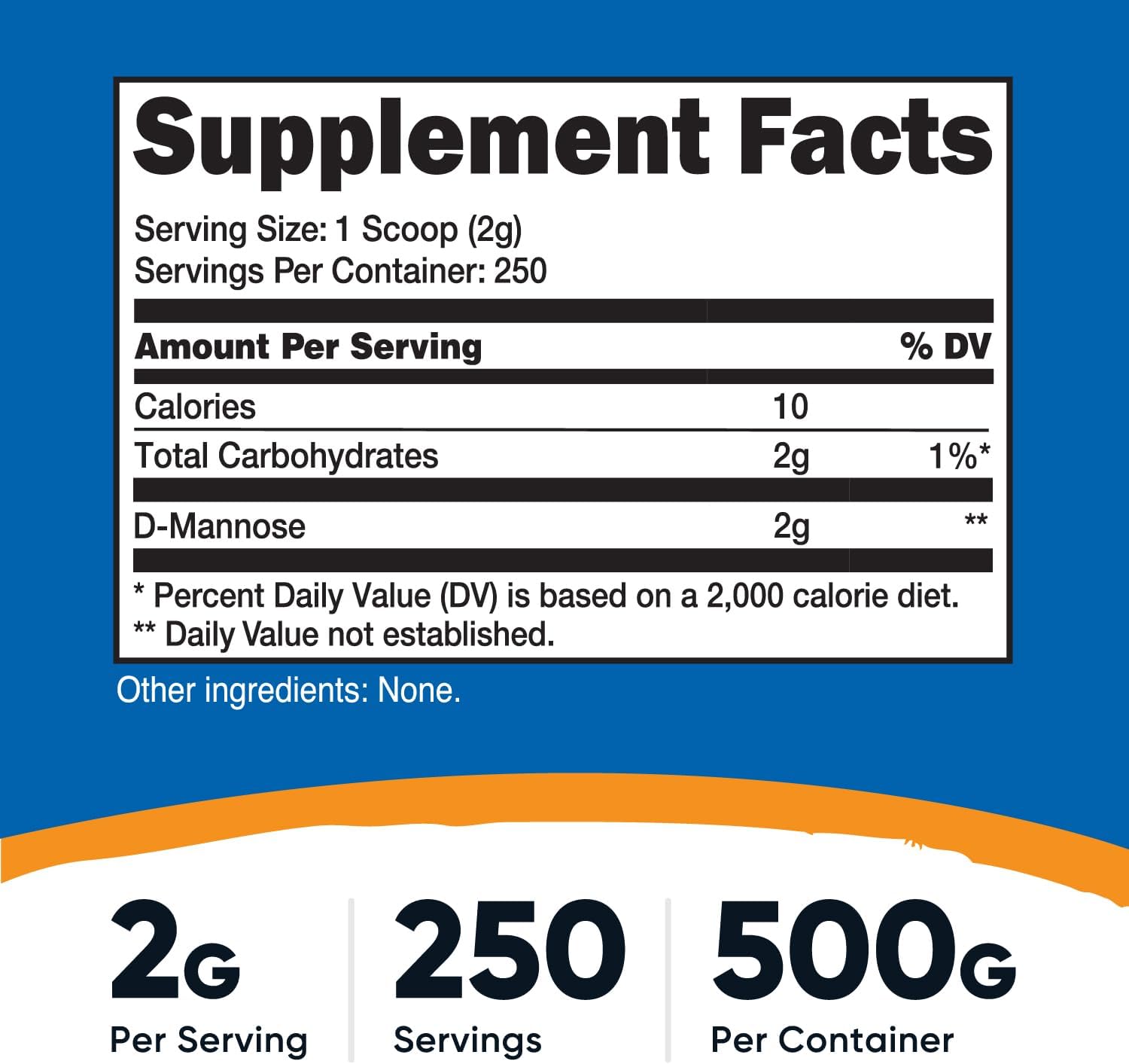 Nutricost D-Mannose Powder 500 Grams (250 Servings) Gluten Free, Vegan | GMO-Free