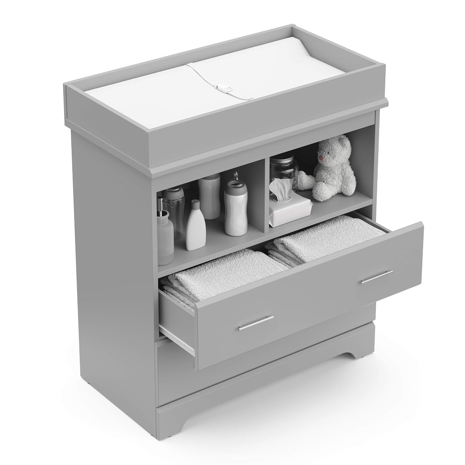 Storkcraft Brookside 2 Drawer Changing Table Dresser, Pebble Gray