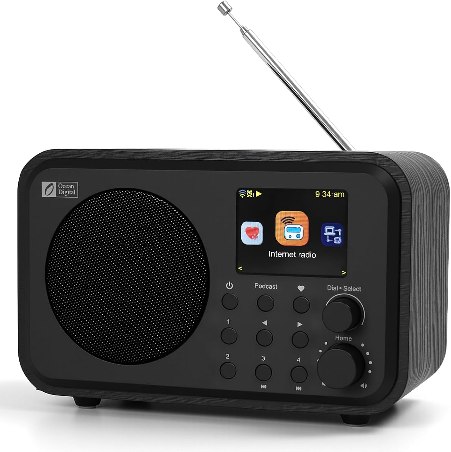 Ocean Digital WR-336M Wi-Fi Internet FM Radio, Bluetooth Speaker, Podcast, 2.4” Color Display, USB Playback, Dual Alarm Clock, Sleep Timer, Dimmer