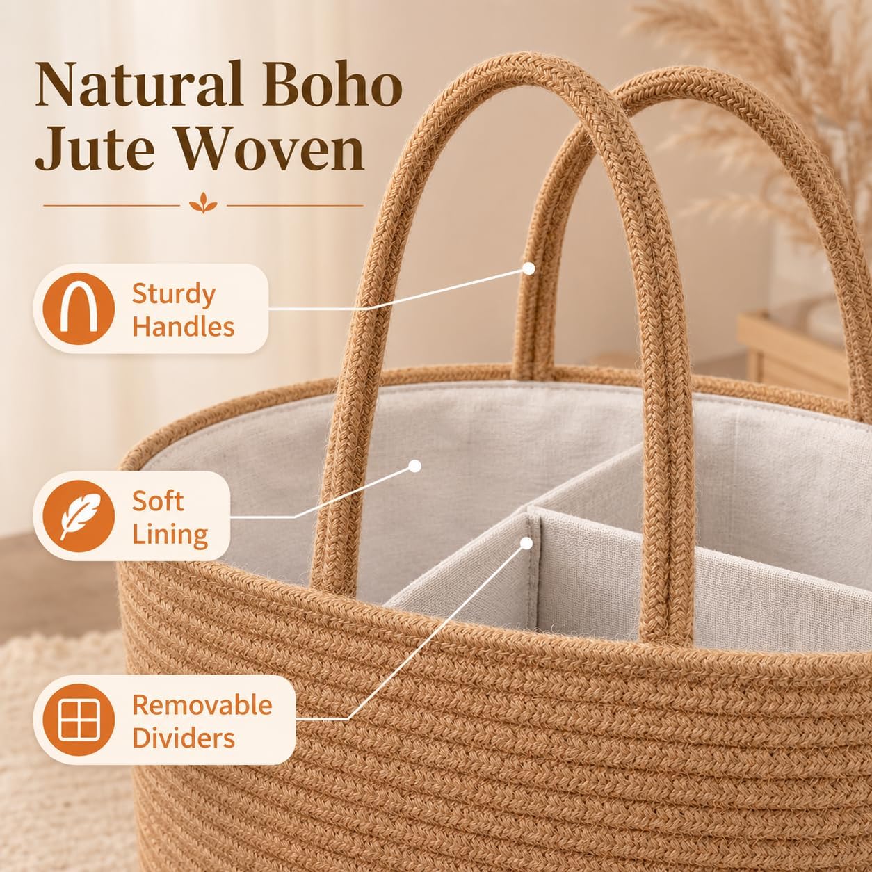 ABenkle Diaper Caddy Organizer - Cotton Rope Nursery Storage Basket for Baby Essentials, Boys & Girls Shower Gift, Changing Table Organizer