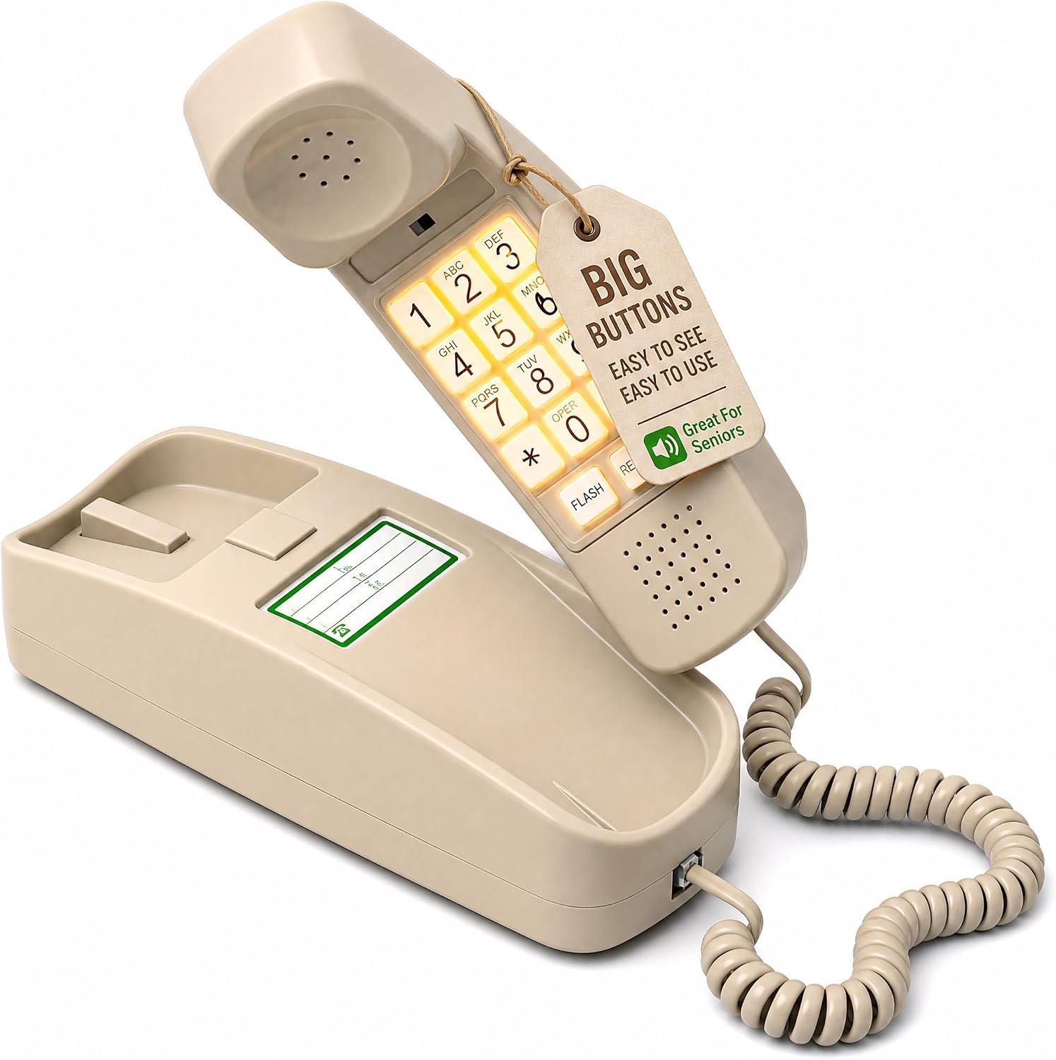iSoHo Big Button Corded Phone for Seniors – Easy-to-Use Landline with Lighted Keypad, Ergonomic Handset & No Power Needed – Retro Home Phone for Elderly, Visually Impaired & Hard of Hearing | Telephone for seniors, visually impaired, lighted keypad, redi…