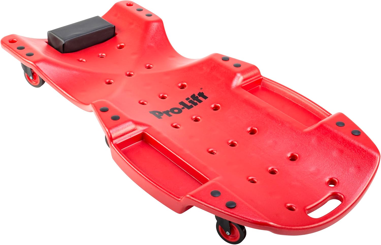 Pro-LifT C-6048 Mechanic Plastic Creeper 48 Inch - Blow Molded Ergonomic HDPE Body with Padded Headrest & Dual Tool Trays - 440 Lbs Capacity Red