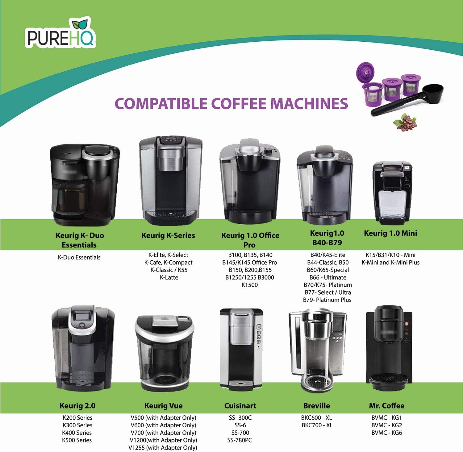 Reusable K Cups for Keurig K-Mini, K Mini Plus & K-Express with Adapter