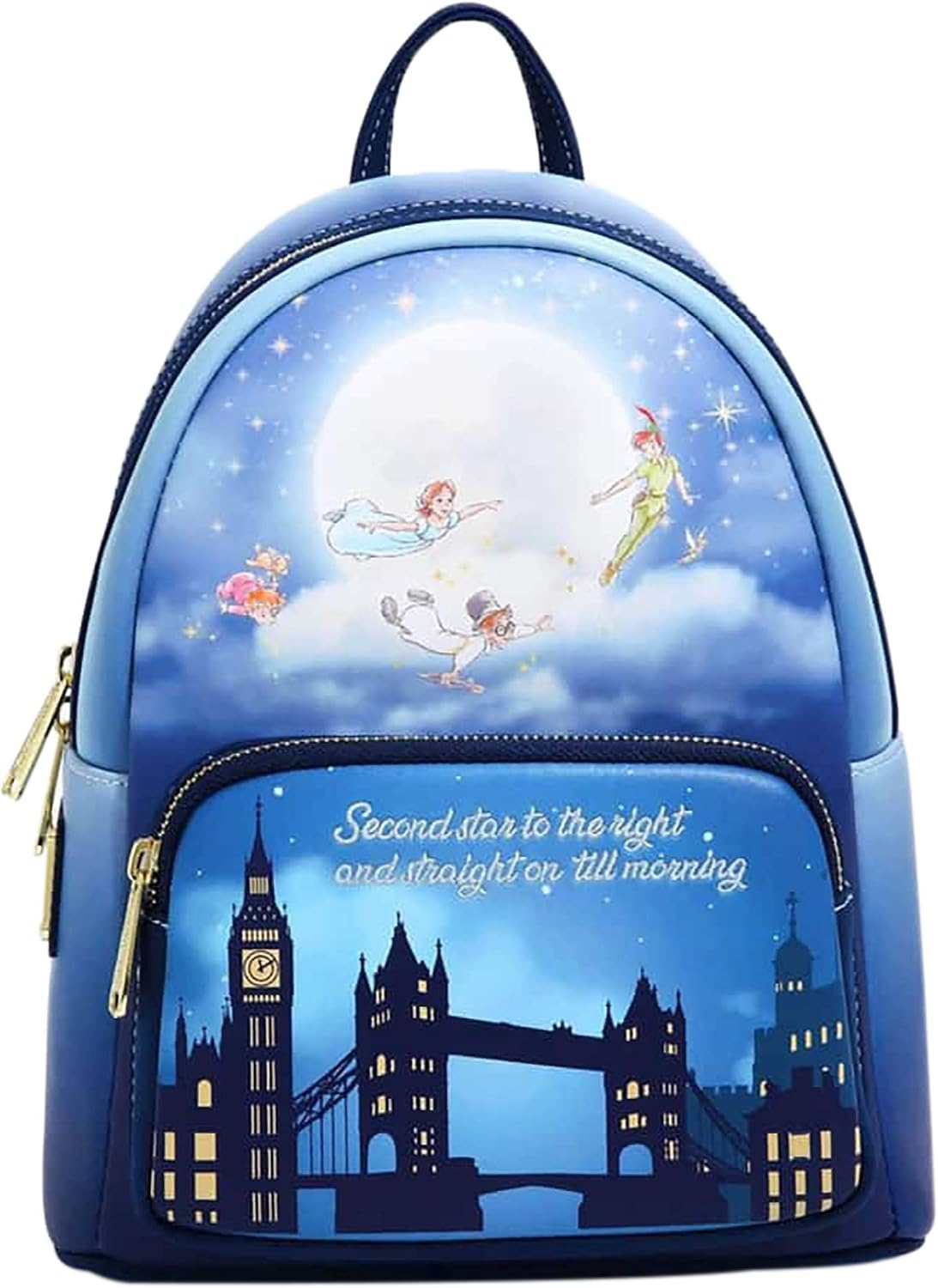 Loungefly Disney Peter Pan Second Star Glow Womens Double Strap Shoulder Bag Purse