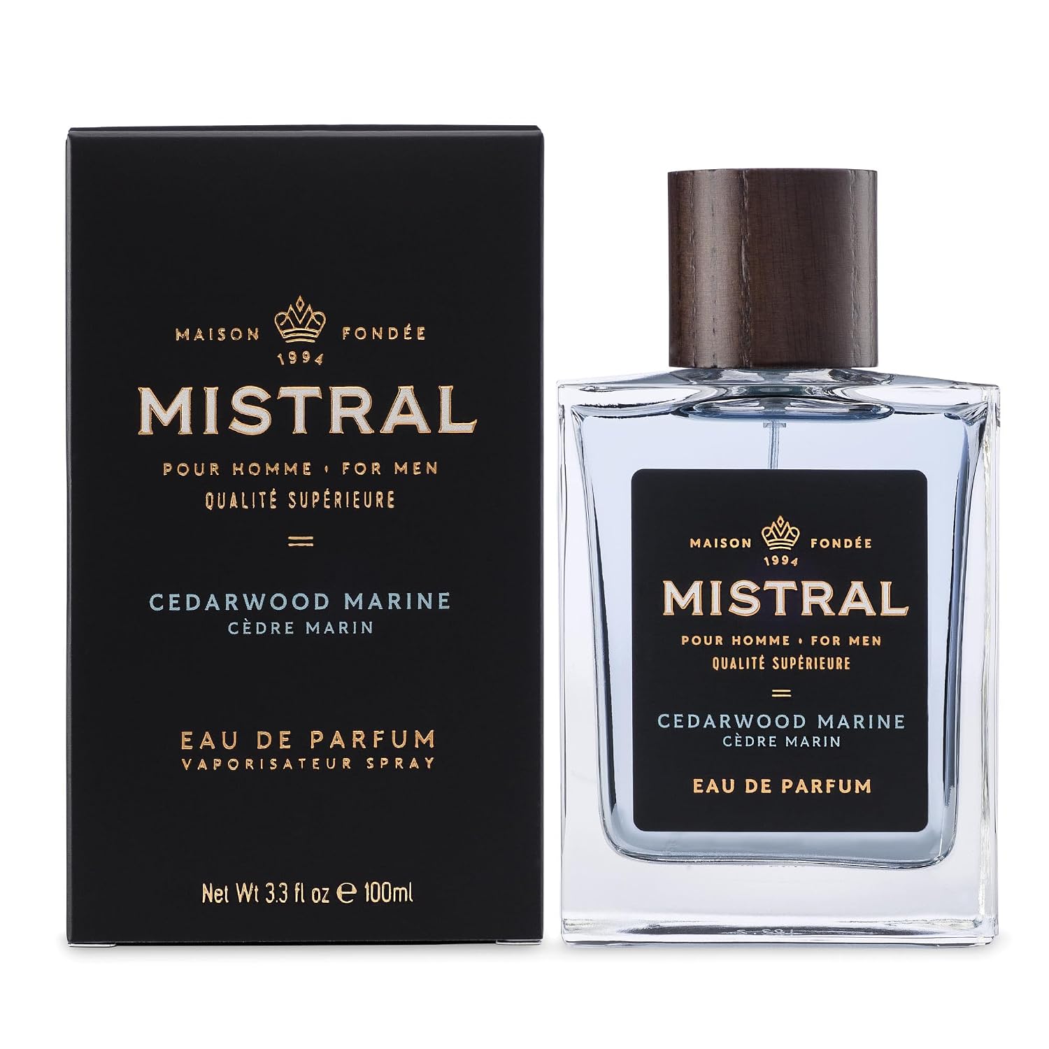 Mistral Bourbon Vanilla Eau de Parfum for Men, Men's Cologne, 3.4 Oz | Warm & Sweet Masculine Scent with Vanilla, Patchouli & Sandalwood, Cruelty-Free, Long-Lasting Perfume, Made in France