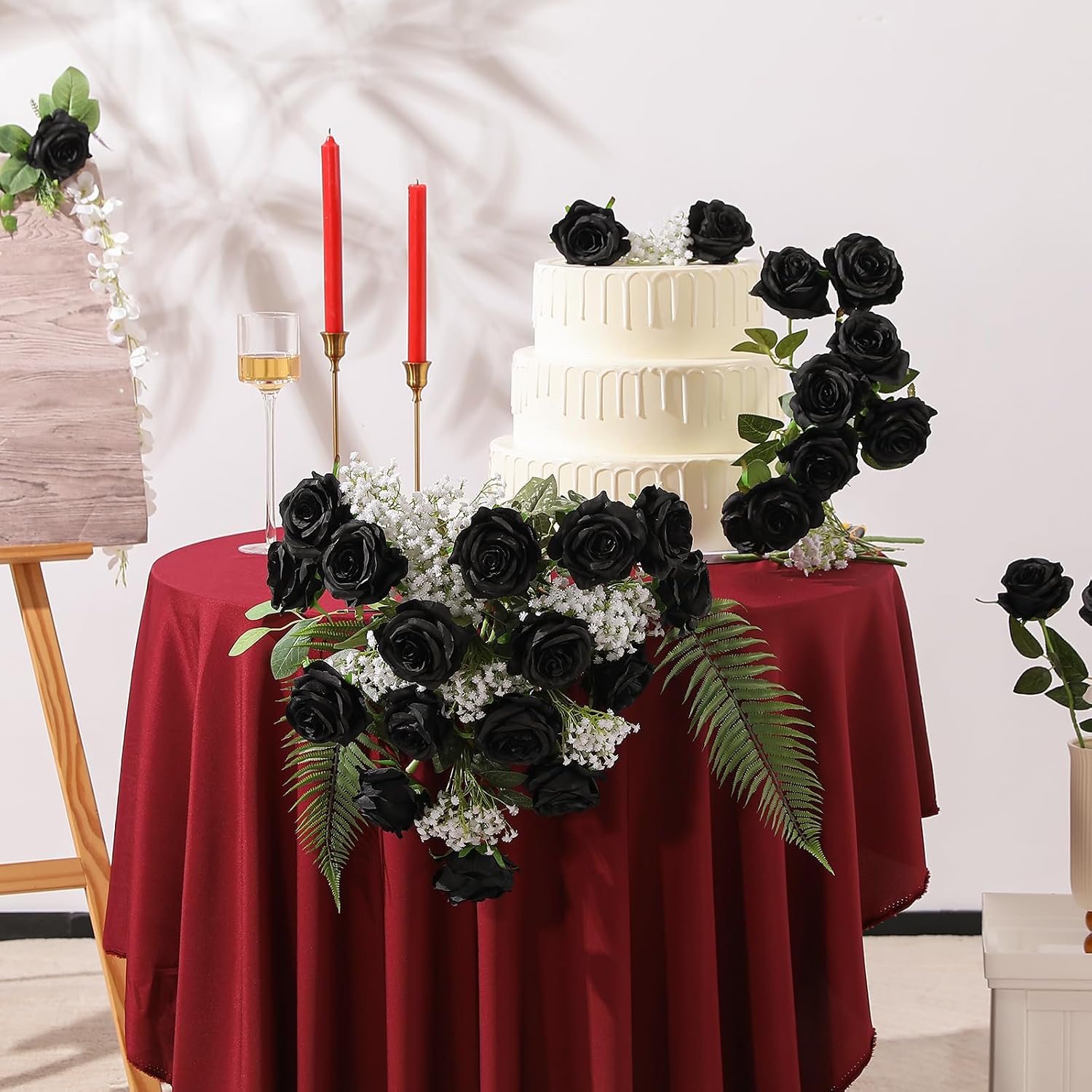 Hawesome 12PCS Artificial Silk Flowers Realistic Roses Bouquet Long Stem for Home Wedding Decoration Party (Yellow, 6 Flowers 6 Buds)