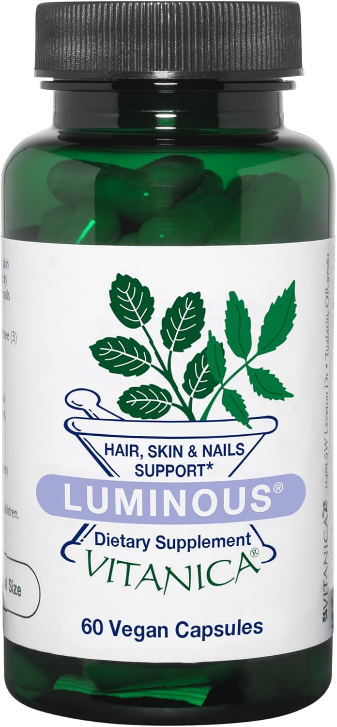 Vitanica Luminous - Hair, Skin & Nail Support Supplement - Nutritional Supplement for Women with Magnesium & Selenium - Vegan Antioxidant Supplement - Consumer Line - 60 Capsules