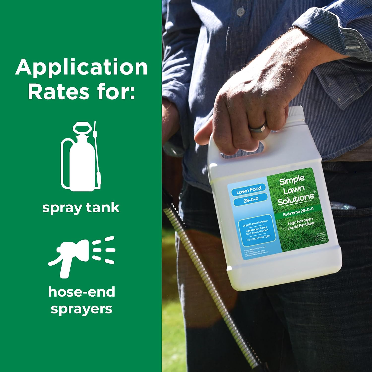 Maximum Green & Growth Fertilizer High Nitrogen 28-0-0 Liquid Lawn Food Spray Spring & Summer- Any Grass Type- Simple Lawn Solutions - Concentrated Quick & Slow Release Attached Sprayer (32 Ounce)