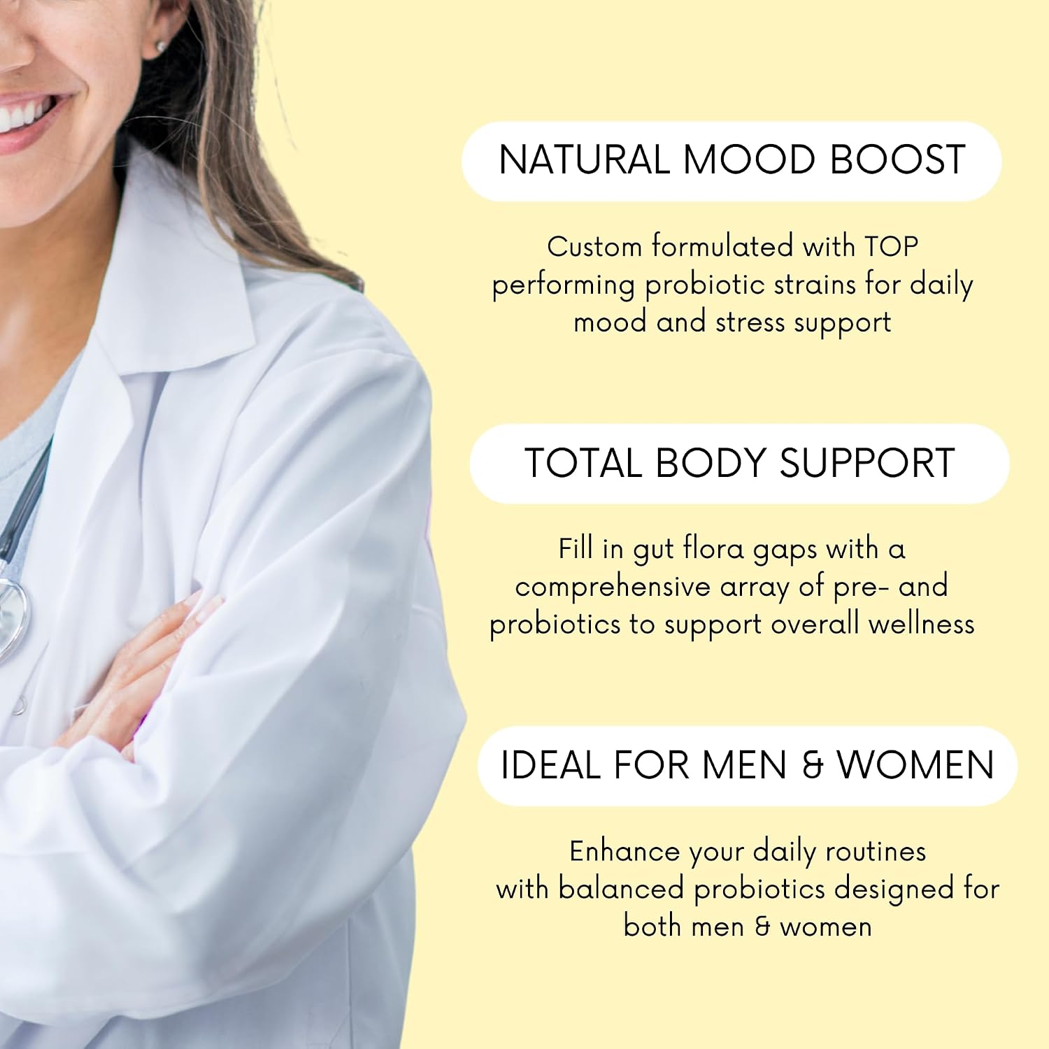 Probiotics 30 Billion CFU - Bifidus Mood Support Supplement w/prebiotics & probiotics for Women and Men - Mood & Digestion Support- Histamine Free