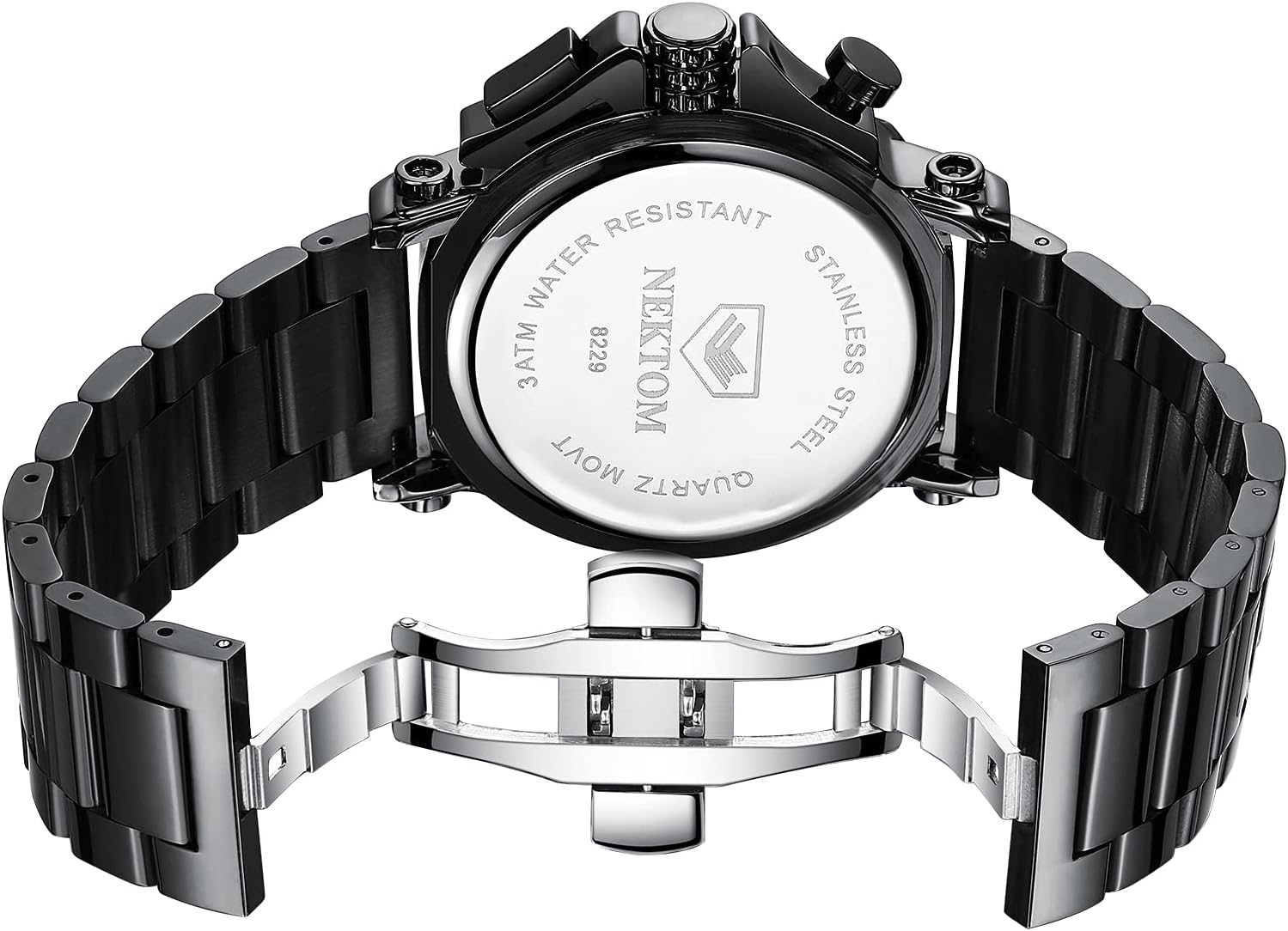 NEKTOM Watches for Men with Stainless Steel, Quartz Analog Watch with Date, Luxury Minimalist Dress Mens Watches, Chronograph Watch, 3ATM Waterproof