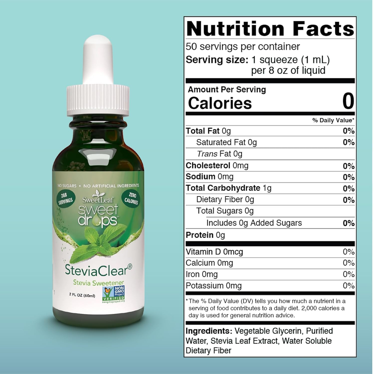 SweetLeaf Stevia Drops Liquid Sweetener, SteviaClear - 2 Fl Oz, Pack of 1 | Unflavored Sweet Drops, Organic Stevia Leaf Extract, Zero Calorie