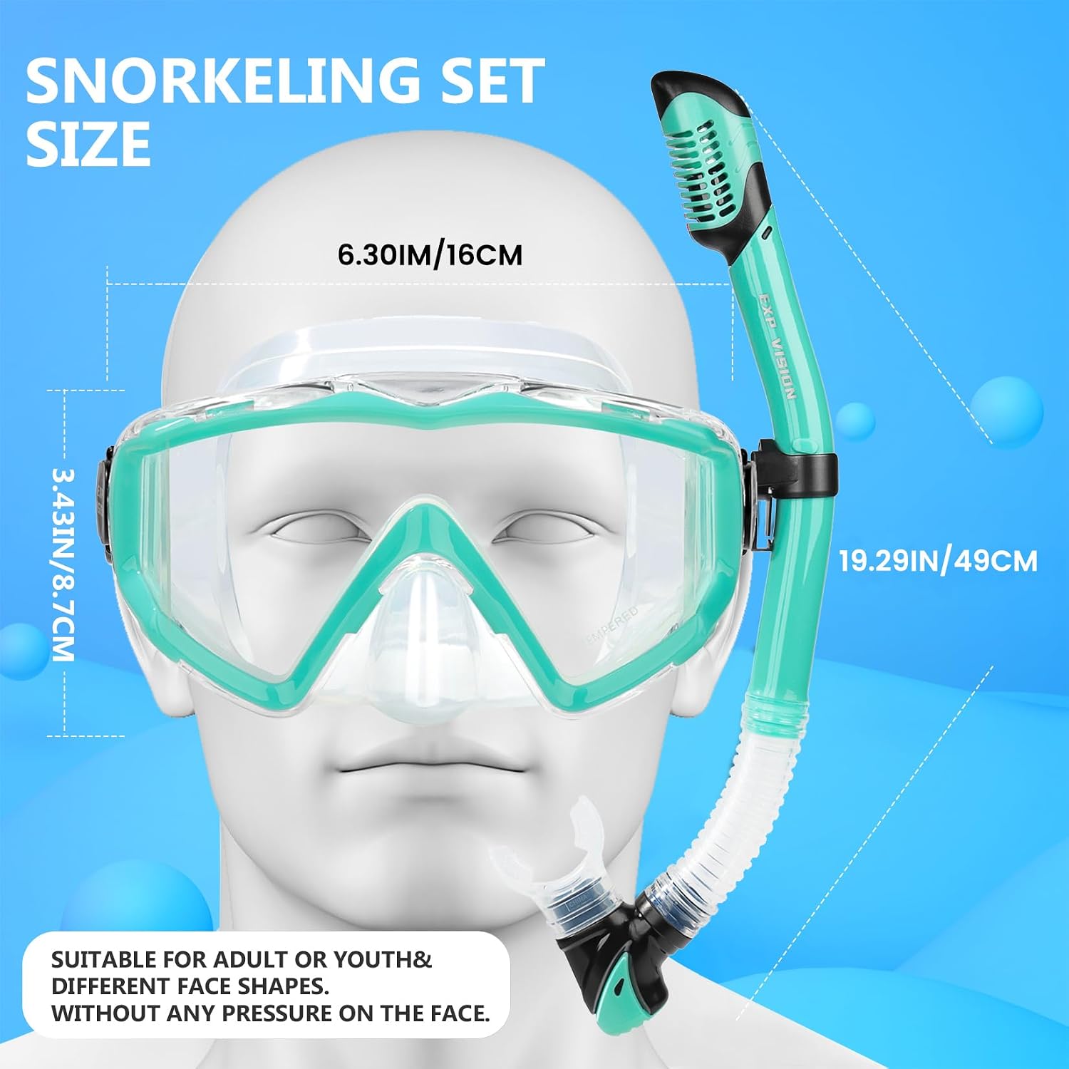 Adult Pano 3 Scuba Diving Mask, Tempered Glass Snorkel Mask Anti-Fog Swim Mask No Leakage Swim Goggles with Nose Cover Snorkeling Gear for Snorkeling
