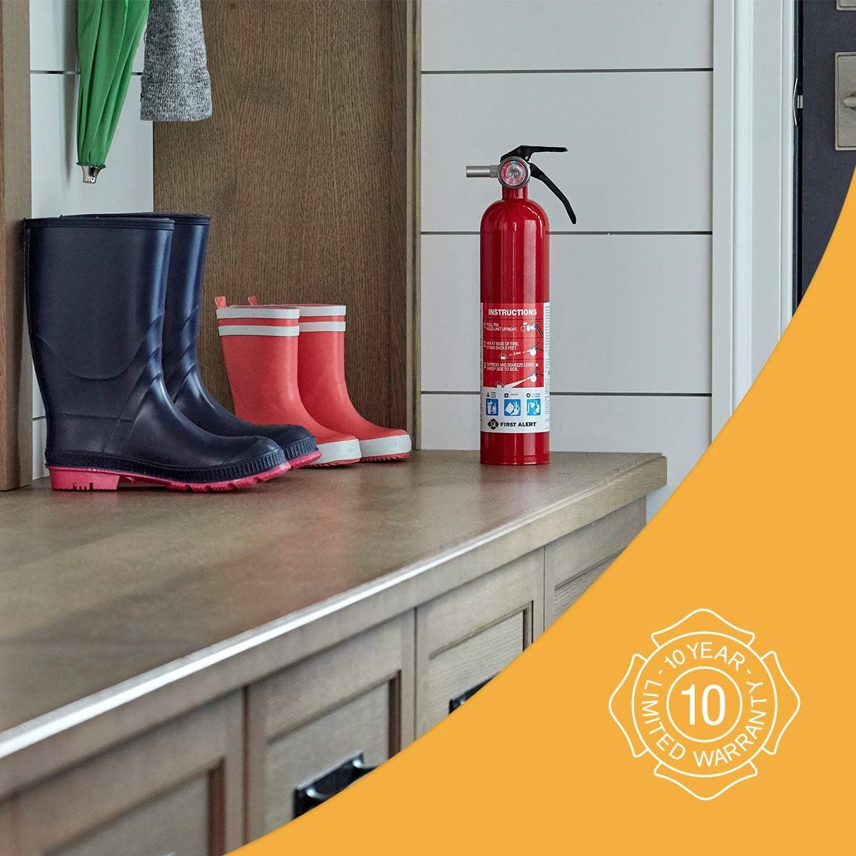 First Alert Fire Extinguisher, Standard Home Use | HOME1 UL RATED 1-A:10-B:C, Red 4-Pack
