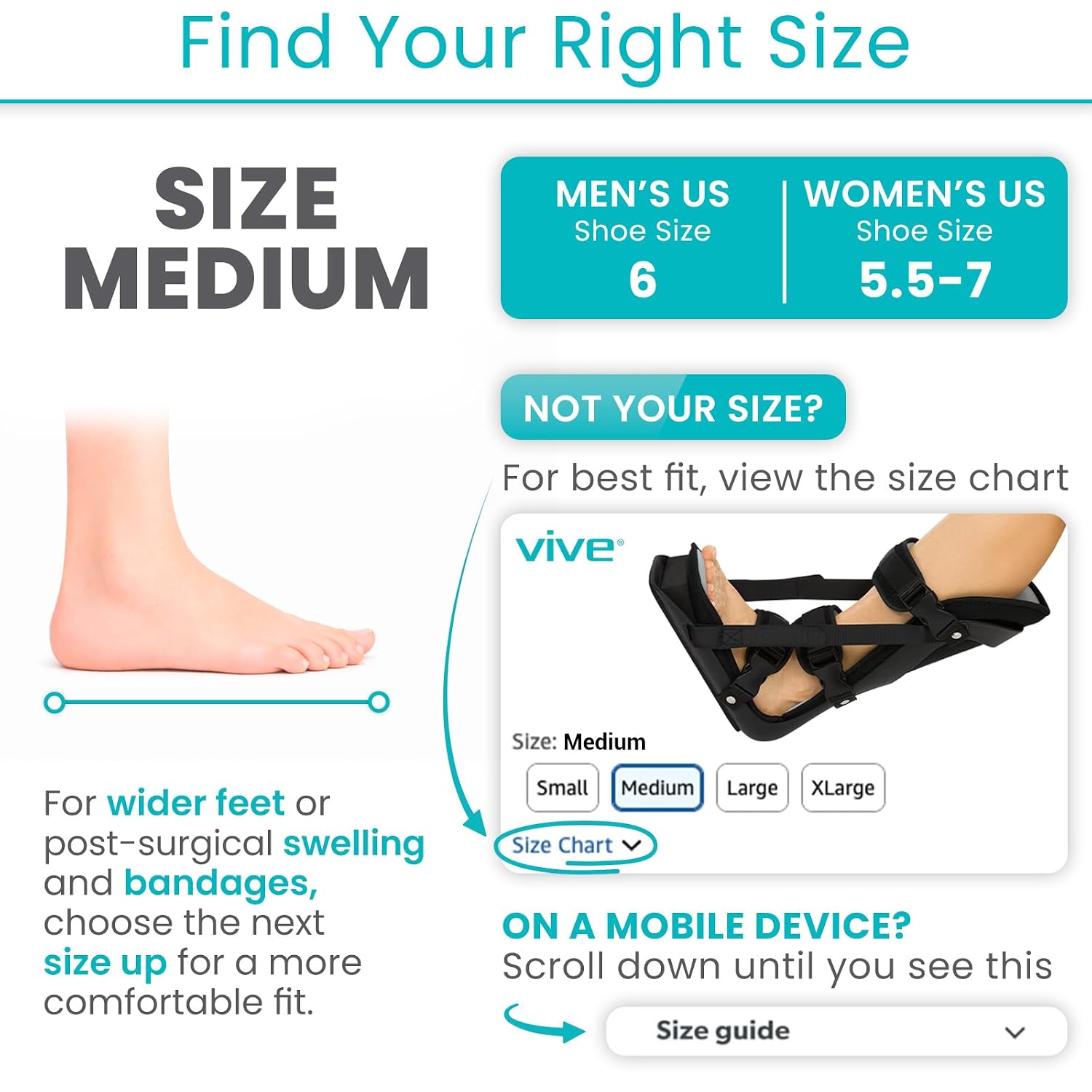 Vive Plantar Fasciitis Night Splint for Men & Women - Stabilizer Brace | Relieves Inflammation - Foot Support Boot Features Adjustable Hook and Loop Straps for Achilles Pain Relief