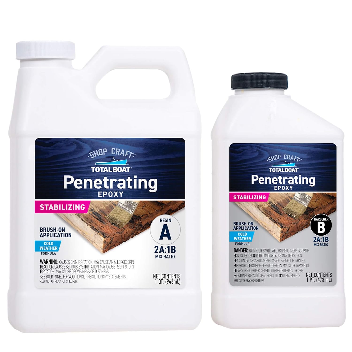 TotalBoat Clear Penetrating Epoxy Wood Sealer - 1.5 Quart Kit, Traditional | Ideal for Wood Rot Repair & Sealing Plywood; Marine-Grade Epoxy Hardens and Stabilizes; Waterproofs and Protects Outdoor Wood