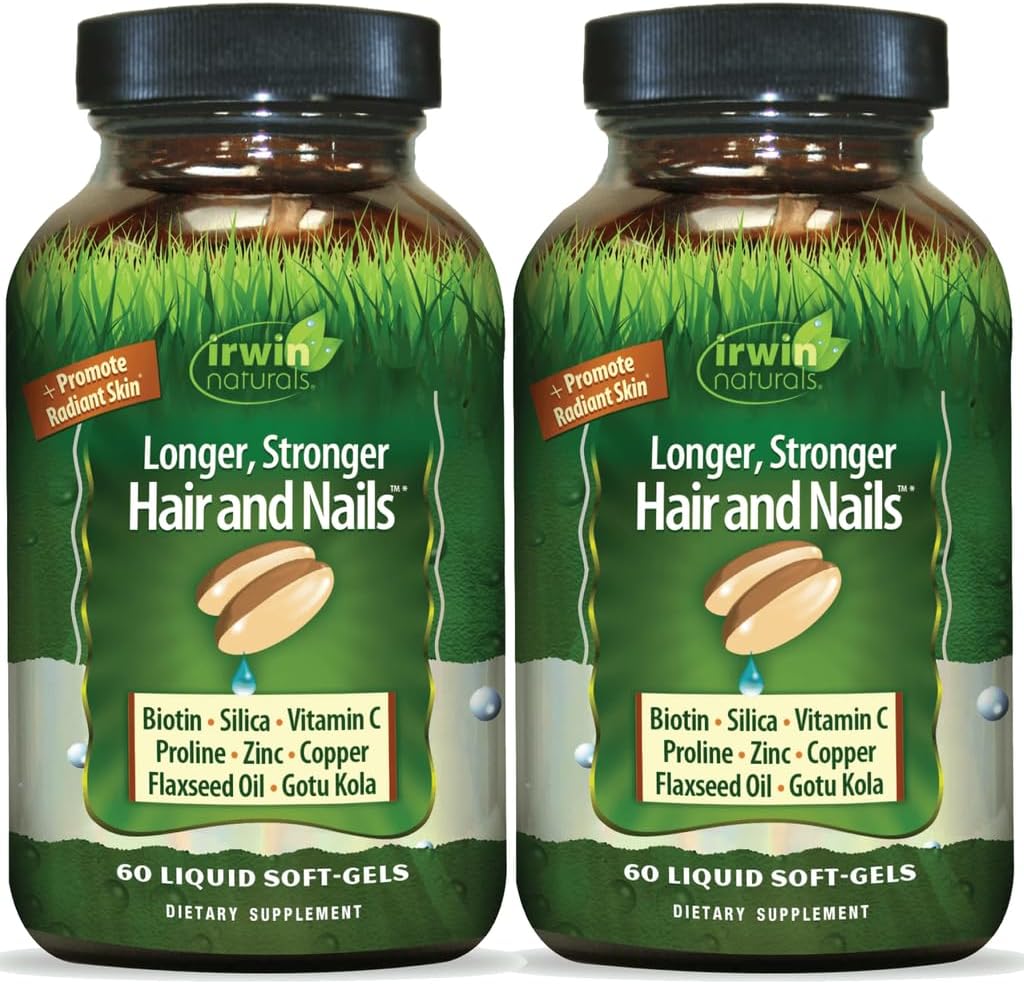 Irwin Naturals Healthy Skin & Hair Plus Nails by Irwin Naturals 2-Pack | Nutrient Rich | Provides Shine and Strength | 2 X 60 Softgels