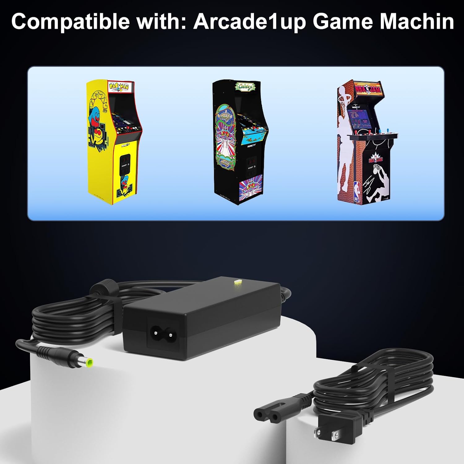 12V Power Cord for Arcade1up Machines - Instant Revival Replacement Charger for 3/4 Scale Cabinets & Cocktail Tables