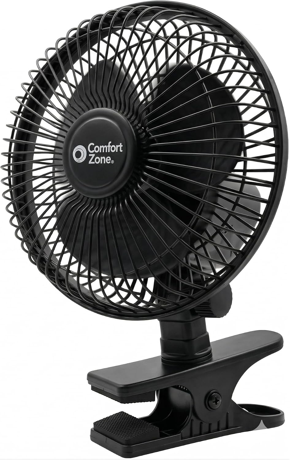 Comfort Zone Portable Clip on Fan with Fully Adjustable Tilt, Electric, 6 inch, Quiet, Indoor, 2 Speed, Mini Desk Fan, Table Fan, Airflow 6.53 ft/sec, Ideal for Home, Bedroom, Dorm & Office, CZ6C