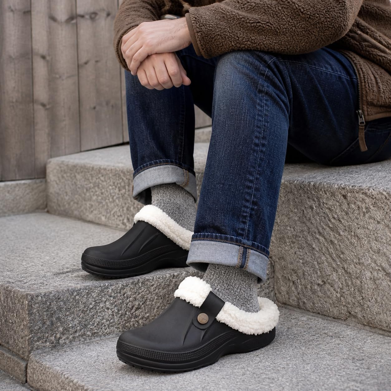 Beslip Fur Lined Clogs for Women & Men Fuzzy Slippers with Memory Foam