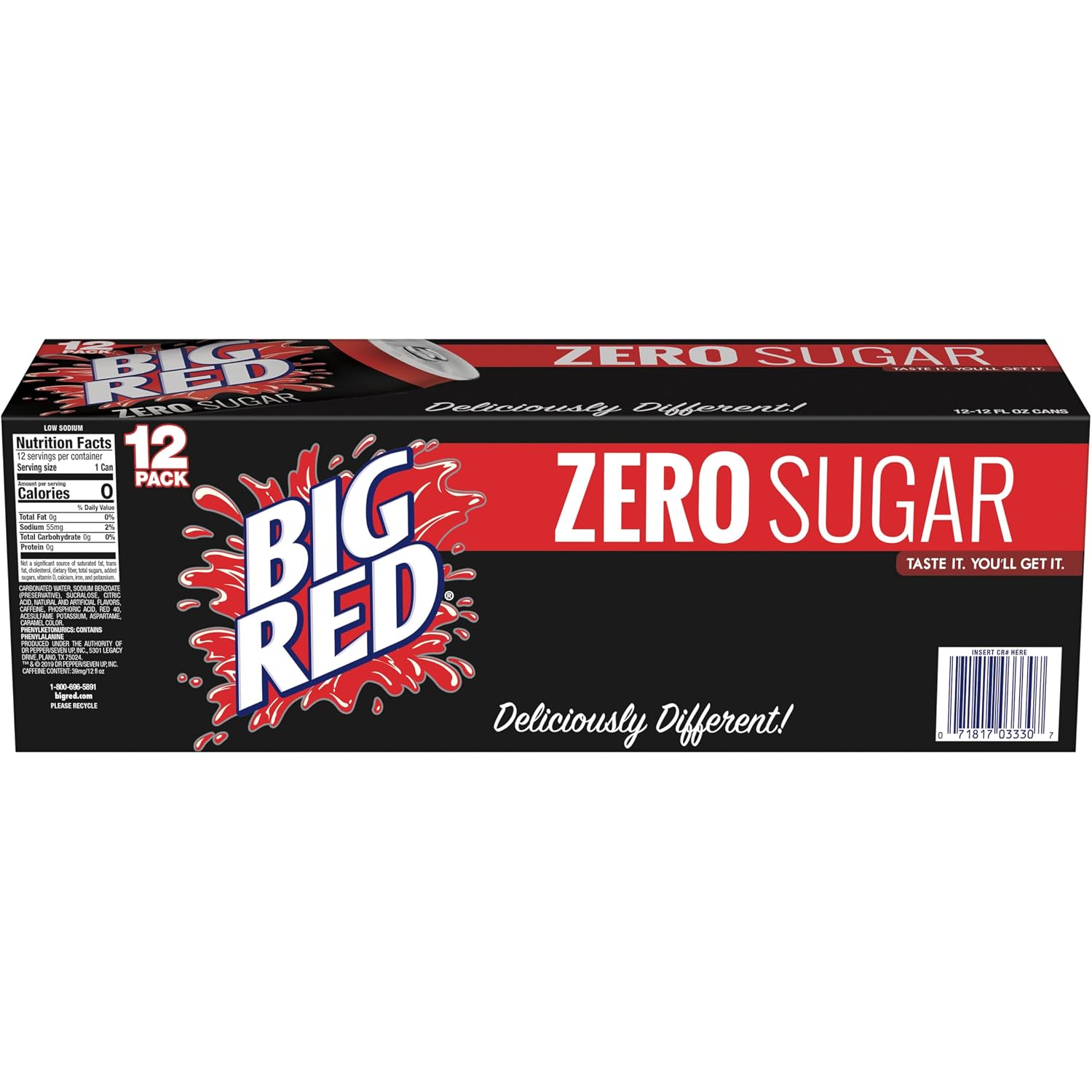 Big Red Zero Sugar Soda, 12 fl oz cans, 12 pack