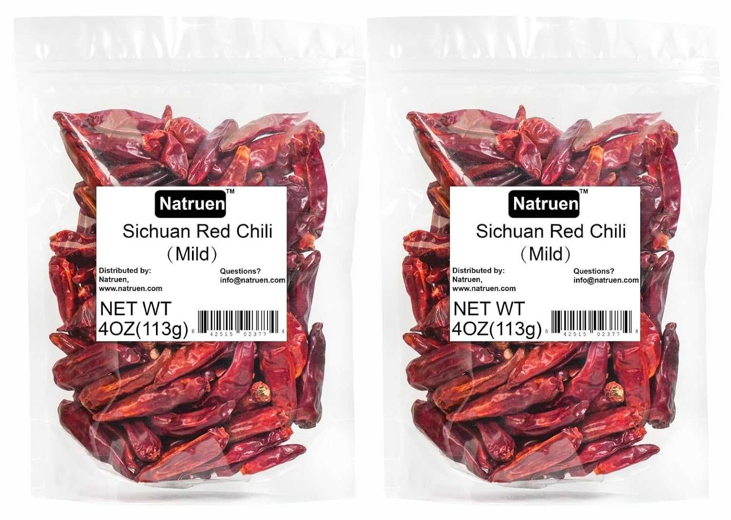 Natruen Dried Sichuan Red Chili Pods 4 oz, Medium Hot, Whole Chilies