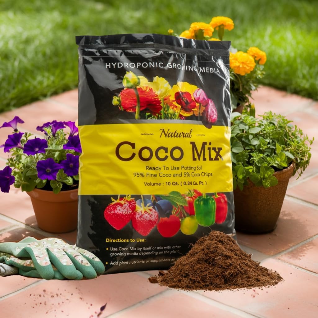 Envelor Organic Coco Coir Brick 10 Lbs. Coir Block Coconut Fiber Growing Medium Potting Soil Mix Coco Peat Media Coir Pith Indoor Outdoor Planters Vegetable Garden Beds