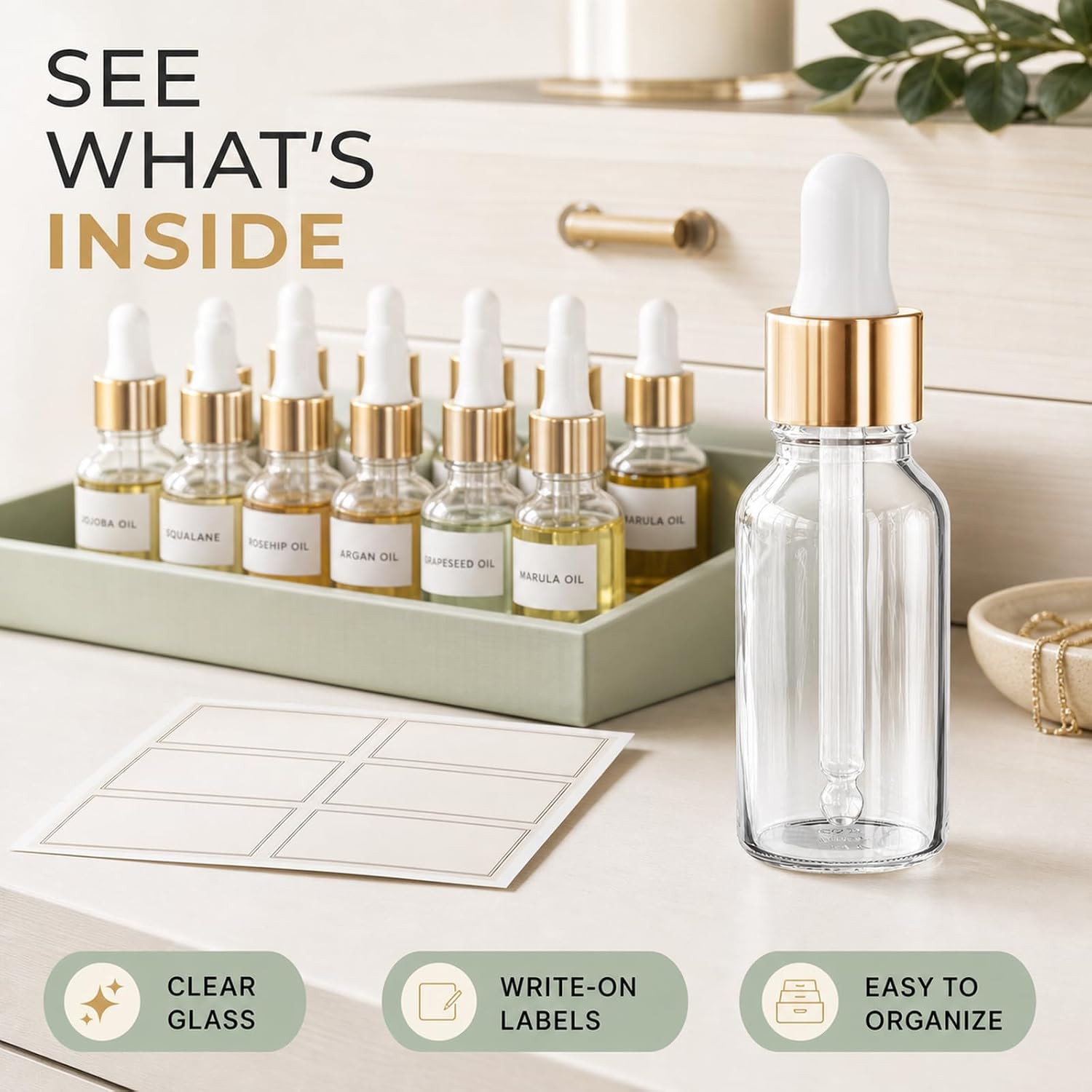 PrettyCare Glass Eye Dropper Bottles 99 Pack