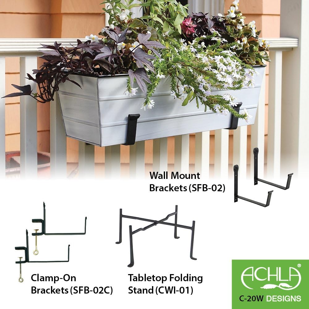 Achla Designs Galvanized Window Flower Box Planter-Green-Medium (24" L x 9.5" W x 7.5" H)