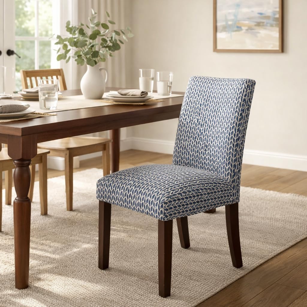 Homepop Home Decor | Classic Upholstered Parsons Dining Chairs | Set of 2 Accent Dining Chairs with Nailhead Trim, Natural Linen
