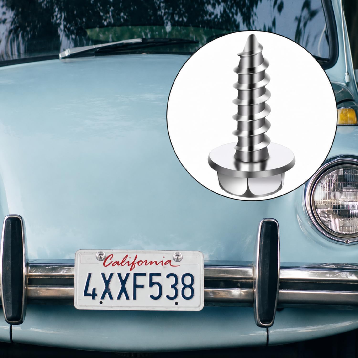 BBTO 50 Pcs License Plate Screws 3/4" x 1/4" Stainless Steel License Plate Bolts with Rustproof Silver Front Rear Bolt Fasteners Kit for Car