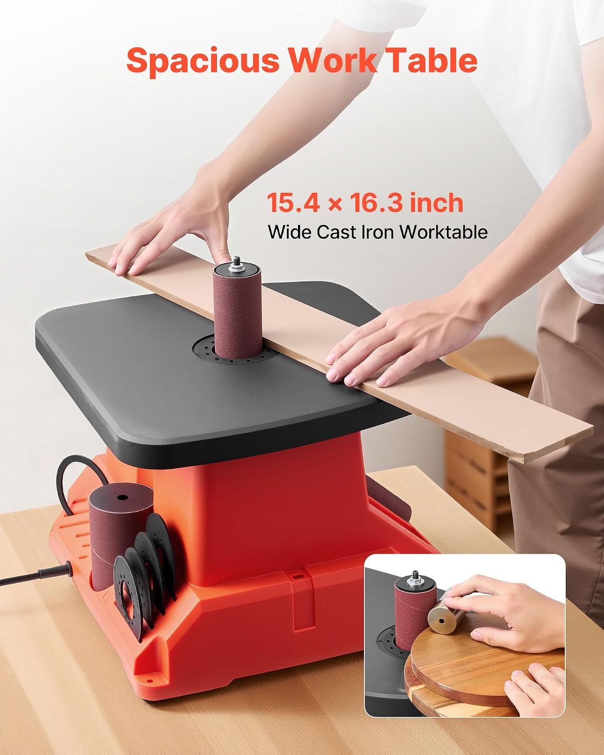 VEVOR Oscillating Spindle Sander, 2400RPM Benchtop Spindle Sander with 6 Sleeves (1/2"-3")