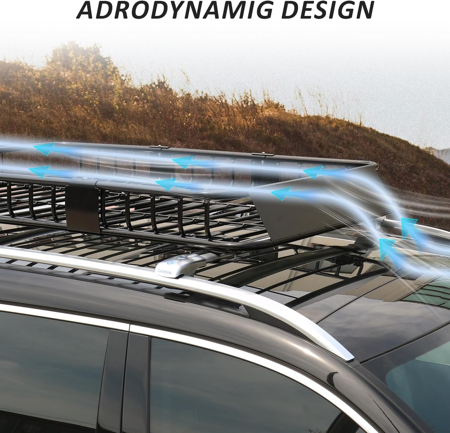 FORWODE 250LBS Universal Roof Rack Basket, 64"x39"x6" Rooftop Cargo Carrier Rack + Waterproof Cargo Bag 15 Cubic Feet(43"x34"x17")