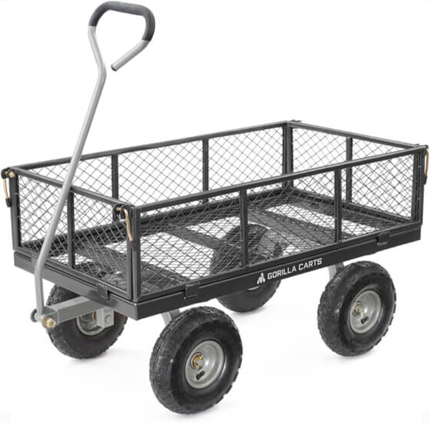 Gorilla Carts 800-Pound Capacity Heavy Duty Steel Mesh Versatile Utility Garden Wagon with Easy Grip Handle for Outdoor Hauling, Red, Model GOR800-COM | 800-lb Capacity Steel Utility Garden Cart for Homeowners and Contractors Hauling Firewood, Bricks and…