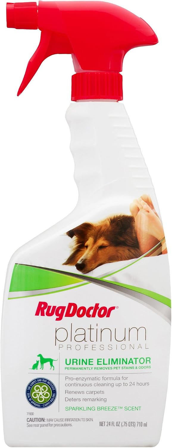 Rug Doctor Platinum Urine Eliminator Spray, Permanently Removes New and Old Pet Stains, Neutralizes Odors with Sparkling Breeze Scent, 24 oz.