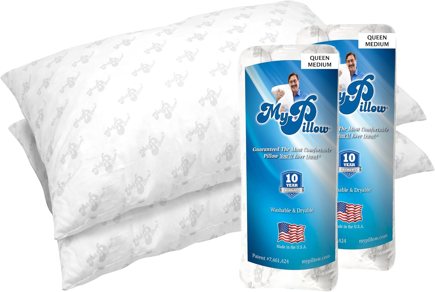 MyPillow Bedding Bed Pillows for Sleeping Queen Size, Set of 2, for Back, Stomach or Side Sleepers - My Pillow Classic Pillow [Queen, Combo]