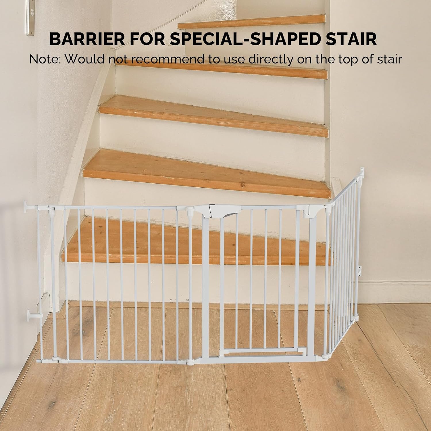 Bonnlo 134 Inches Wide Configurable Baby Gate, Fireplace Safety Fence/Guard, Adjustable 5-Panel Metal Play Yard for Toddler/Pet/Dog, Christmas Tree Fence, Includes 4 Pack of Wall Mounts, Black