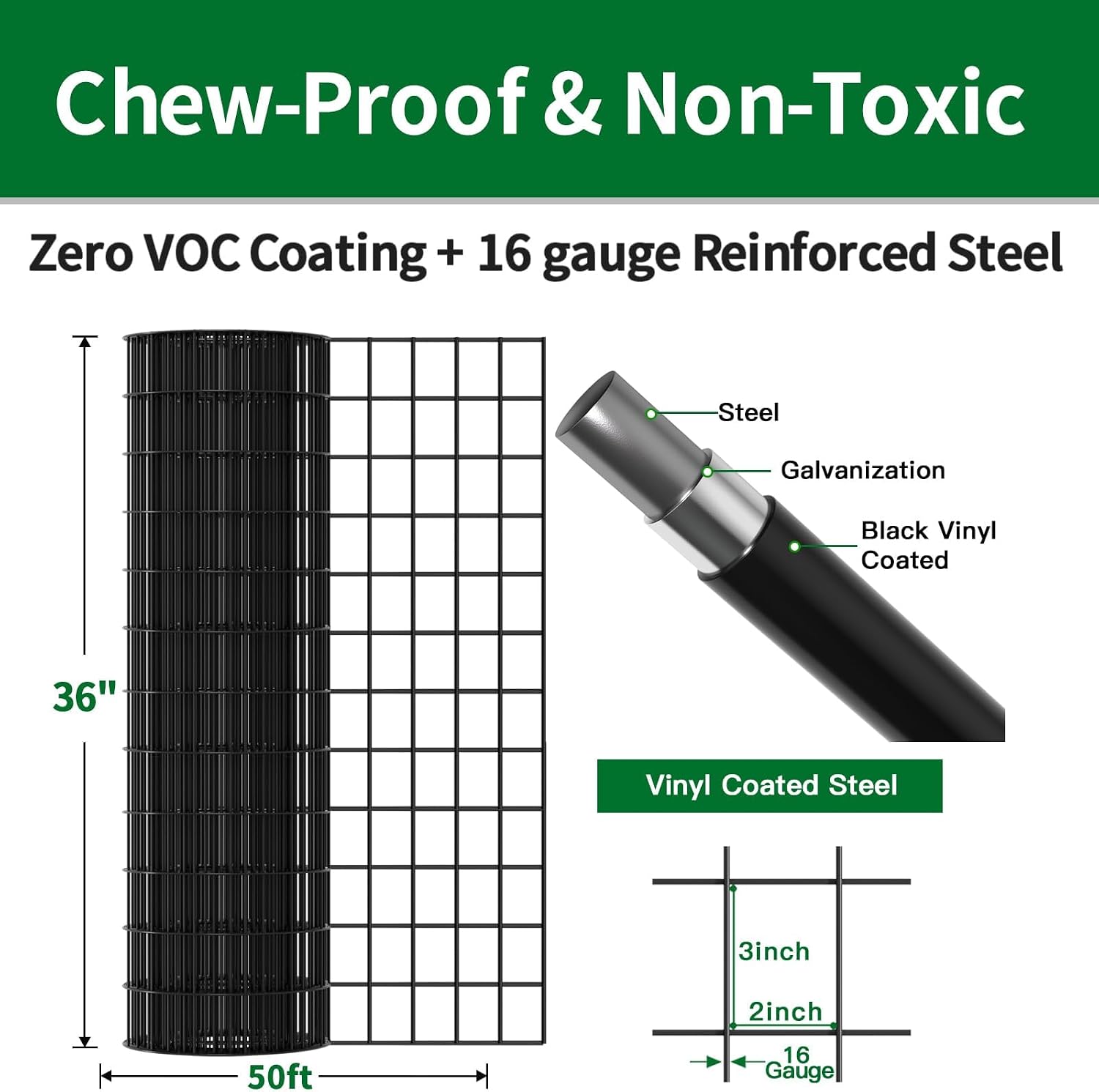 Amagabeli Hardware Cloth 1/2 inch 36 x 100 ft 19 Gauge Chicken Wire Fence Hot-Dipped Galvanized After Welding Welded Wire Fencing Mesh Roll Garden Plant Support Poultry Rabbit Cage Snake Gopher